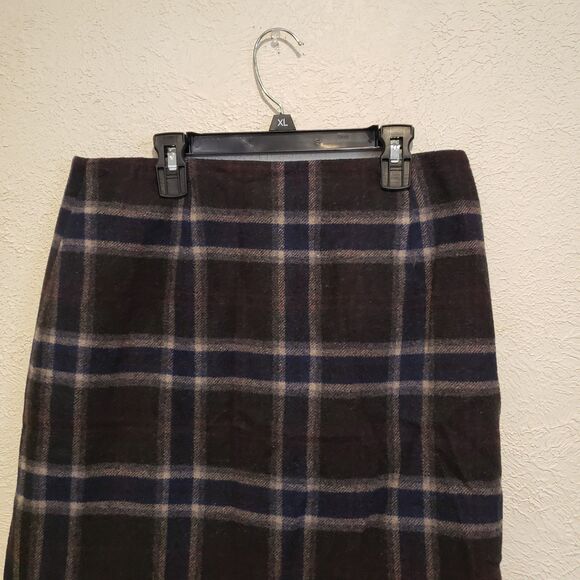 Vintage Talbots Skirt Womens 10 Plaid Wool Blend Wrap Lined Career Office Work - Picture 2 of 6